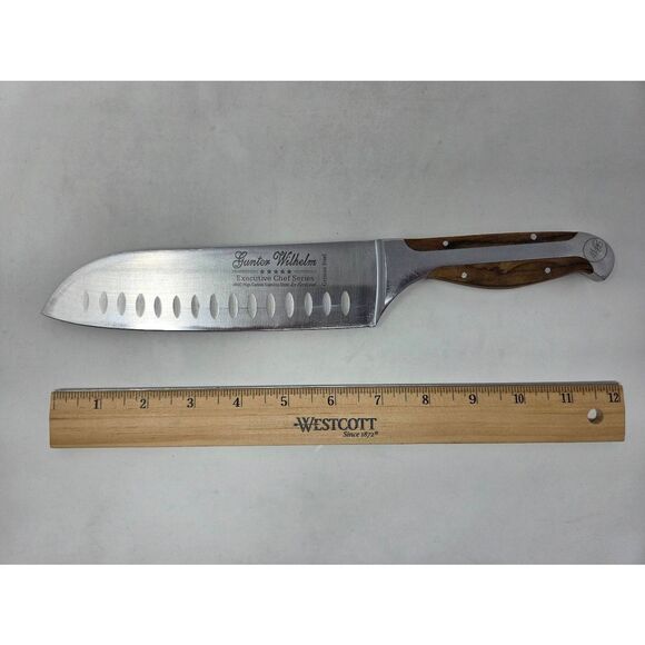 GUNTER WILHELM EXECUTIVE CHEF SERIES SANTOKU KNIFE 440C CARBON GERMAN STEEL 7" - Picture 1 of 5